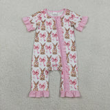 SR2020   shorts sleeve Easter rabbit bow zipper sleeper