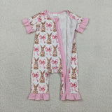 SR2020   shorts sleeve Easter rabbit bow zipper sleeper