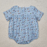 SR2275 Baby girls blue duck short sleeve romper