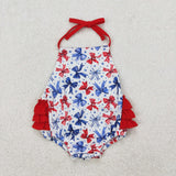 SR2591 Baby girls Junly Fourth bow romper