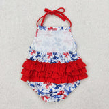 SR2591 Baby girls Junly Fourth bow romper