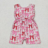 SR2670 baby girls sleeveless pink bow Jumpsuit