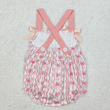 SR2704 Baby girls pink bow romper