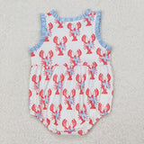 SR2710 Baby girls sleeveless crab romper