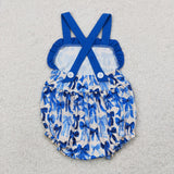 SR2919 Baby girls blue bow romper