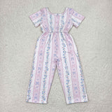 SR2941 girls pink stripe flower jumpsuit