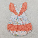 SR2948 Baby girls embroidered  I LOVE MOM orange romper