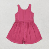 SR3022 baby girls rose sleeveless Jumpsuit  yoga