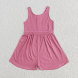SR3024 baby girls rose sleeveless Jumpsuit yoga