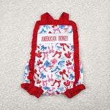 SR3048 Baby girls red bow romper