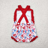 SR3048 Baby girls red bow romper