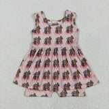 SR3072 baby girls sleeveless pink horse cowdy Jumpsuit