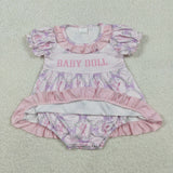 SR3291  baby girls BABY DOLL puff sleeves flower romper