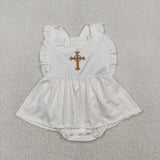SR3306  Embroidered baby girls Easter romper