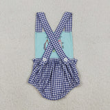 SR3412 baby boys embroidered fishing checkered bubble
