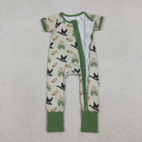 SR3498 hunting duck baby green short sleeve sleeper
