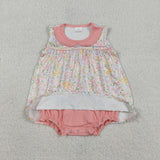 SR3628 baby girls flower sleeveless doll romper