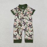 SR3634 baby boys camo duck button short sleeve romper