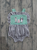 Pre-order SR3866 baby girls farm black checkered romper