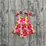 Pre-order SR4134 baby girls rose strawberry bow romper