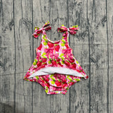 Pre-order SR4134 baby girls rose strawberry bow romper