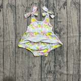 Pre-order SR4135 baby girls watermelon lemon blue stipe romper