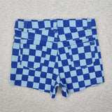 Checkered denim shorts blue