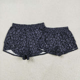 Matching mama & me black  leopard yoga summer shorts