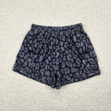 SS0467 baby black leopard shorts yoga