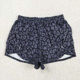 Matching mama & me black  leopard yoga summer shorts