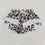 SS0585 girls black leopard shorts