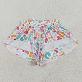 SS0592 girls green orange leopard shorts