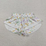 SS0682 baby girls Mardi Gras bow yoga shorts