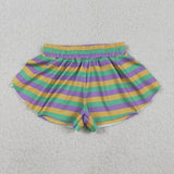 SS0685 baby girls Mardi Gras stripe YOGA shorts
