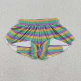 SS0685 baby girls Mardi Gras stripe YOGA shorts
