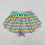 SS0706 Adult women Mardi Gras stripe Shorts yoga