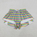 SS0706 Adult women Mardi Gras stripe Shorts yoga