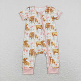 SR0940-- flower cow short sleeve girls romper