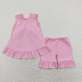 GSSO0518--  summer pink shirt girls outfits