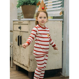 red stripe Christmas embroidered deer boys pajamas