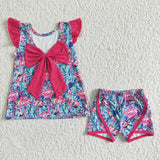 flamingos bow top pink girl clothing
