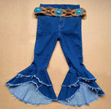 Fashionable girl denim flares