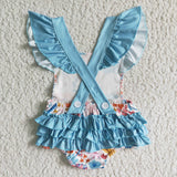 blue flower  romper