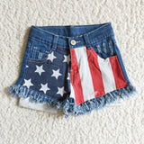 5.14 US Warehouse summer flag jeans short 4th of July